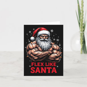 Flex Like Santa Claus Bodybuilder Christmas Gym Wo Card