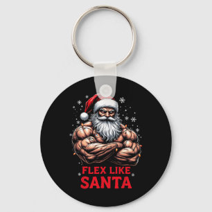 Flex Like Santa Claus Bodybuilder Christmas Gym Wo Key Ring