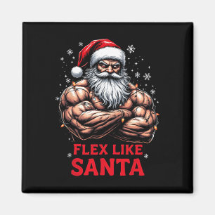 Flex Like Santa Claus Bodybuilder Christmas Gym Wo Magnet