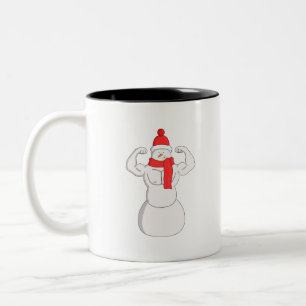 Flex Muscle Snowman Two-Tone Coffee Mug