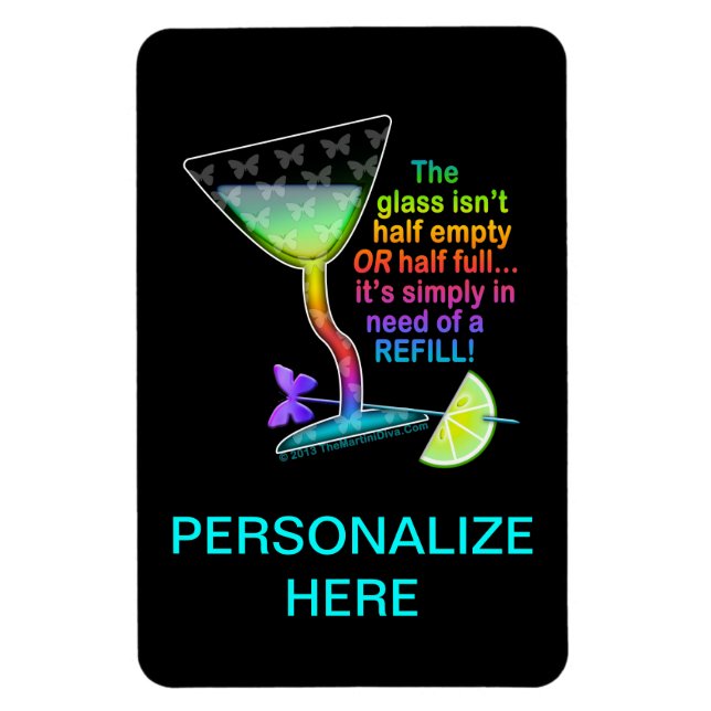 FLEXIABLE MAGNETS - GLASS HALF FULL (Vertical)