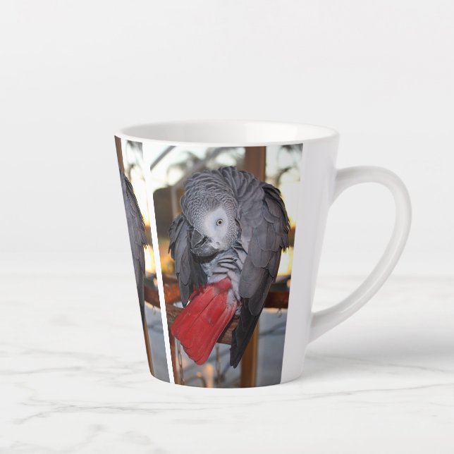Flexible Congo African Grey Parrot with Red Tail Latte Mug (Right)