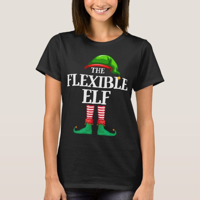 Flexible Elf Matching Family Christmas Pajama T-Shirt (Front)