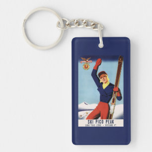 Flexible Flyer Pin-Up Skiing Girl Key Ring