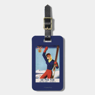 Flexible Flyer Pin-Up Skiing Girl Luggage Tag
