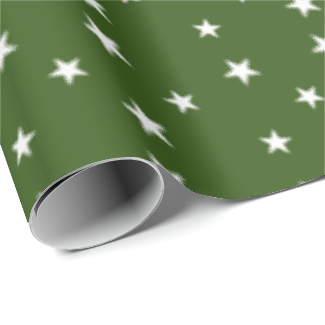 Flexible Green Stray Christmas Stars Wrapping Paper (Roll Corner)