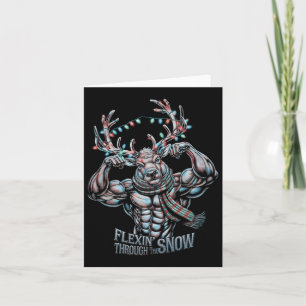 Flexin Through The Snow Funny Christmas Gym Workou Card