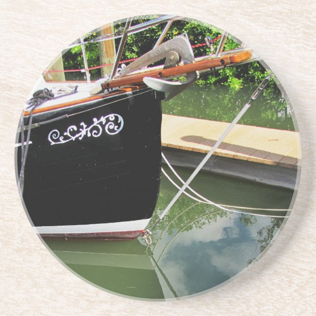 Flicka Sailboat Bow Sprit Sandstone Coaster (Front)