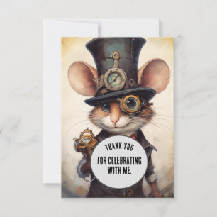 Flickertail Thank You Steampunk animal Custom Card