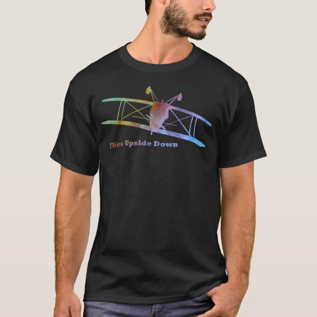 Flies Upside Down Stunt Plane T-Shirt (Front)