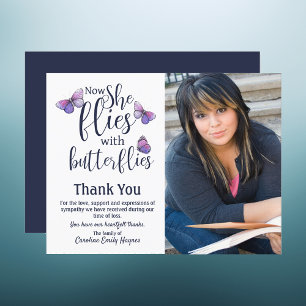 Flies With Butterflies Thank You Funeral Sympathy Card