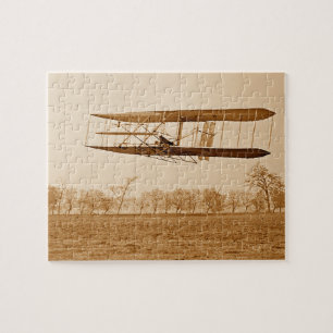 Flight 85 Orville Wright Bi-plane C 1904 Sepia Ji Jigsaw Puzzle