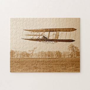 Flight 85 Orville Wright Bi-plane C 1904 Sepia Jigsaw Puzzle