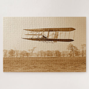 Flight 85 Orville Wright Bi-plane C 1904 Sepia  Jigsaw Puzzle