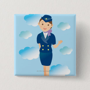 Flight Attendant 15 Cm Square Badge