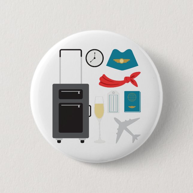 Flight Attendant 6 Cm Round Badge (Front)
