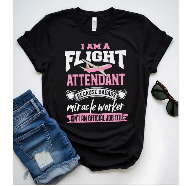 Flight Attendant Because Badass Miracle, Funny  T-Shirt (Creator Uploaded)