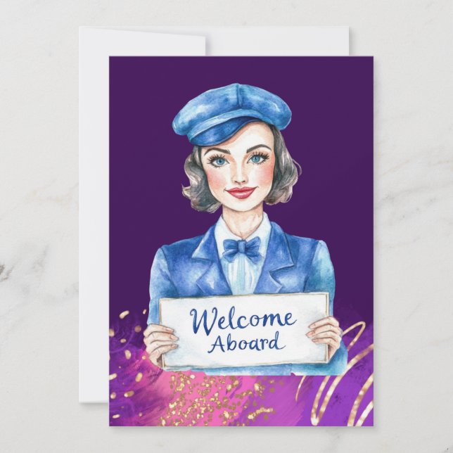 Flight attendant Birthday Party  Invitation (Front)