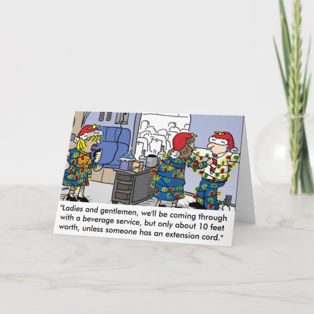 Flight Attendant Christmas Lights Greeting Card (Front)