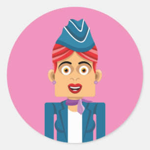 Flight Attendant Classic Round Sticker