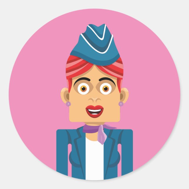 Flight Attendant Classic Round Sticker (Front)