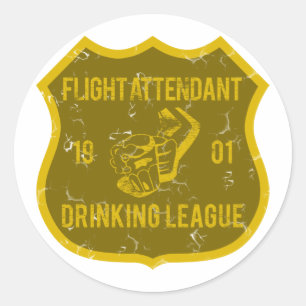 Flight Attendant Drinking League Classic Round Sticker