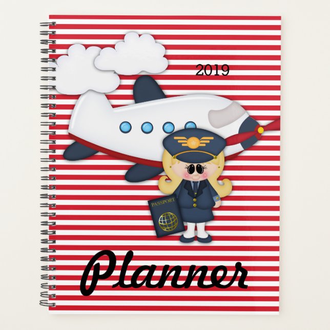 Flight Attendant Pilot Stripes Travel Planner (Front)