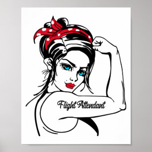 Flight Attendant Rosie The Riveter Pin Up Poster