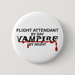 Flight Attendant Vampire by Night 6 Cm Round Badge