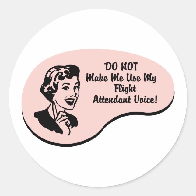 Flight Attendant Voice Classic Round Sticker (Front)