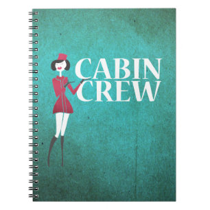 Flight Attendant with Cabin Crew Typography Notebook