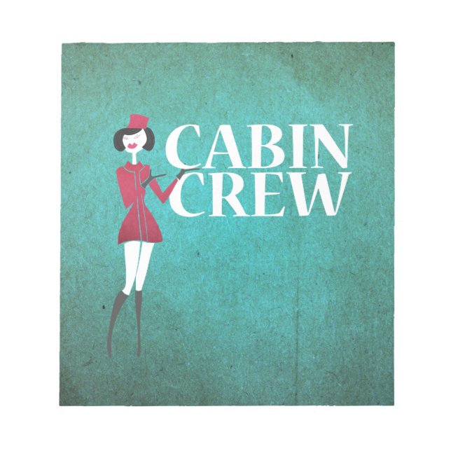 Flight Attendant with Cabin Crew Typography Notepad (Front)