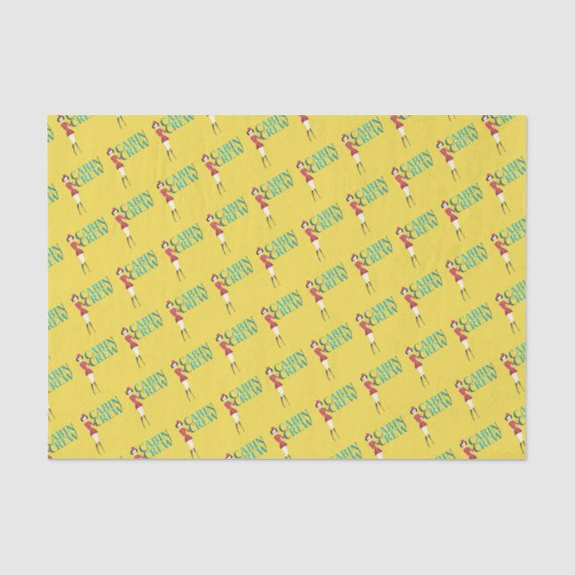 Flight Attendant with Cabin Crew Typography Tissue Paper (Front)