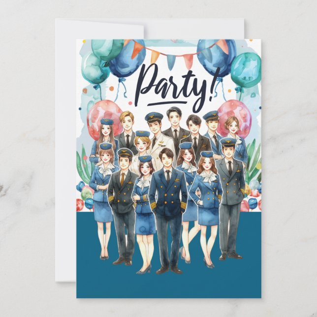 Flight attendants team Party  Invitation (Front)