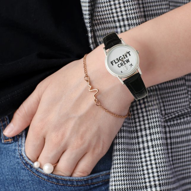 Flight Crew Modern Black Aeroplane Travel Vacation Watch (Creator Uploaded)