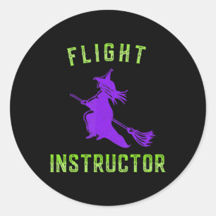 Flight Instructor Witch Halloween Classic Round Sticker