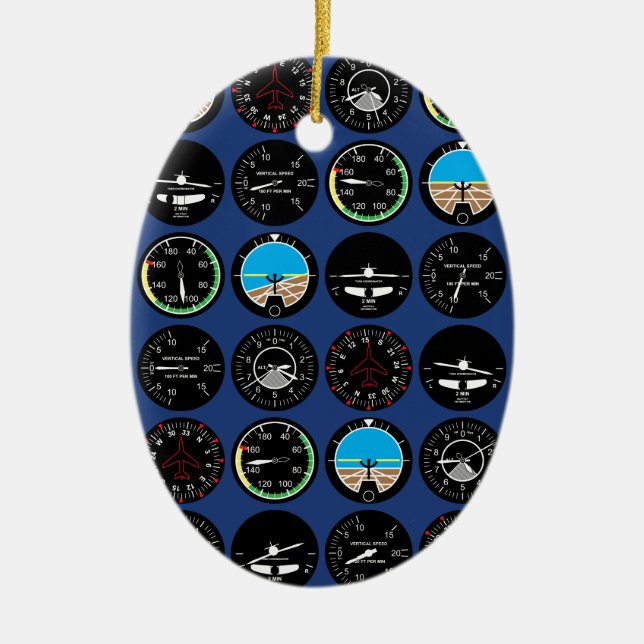 Flight Instruments Ceramic Ornament (Front)