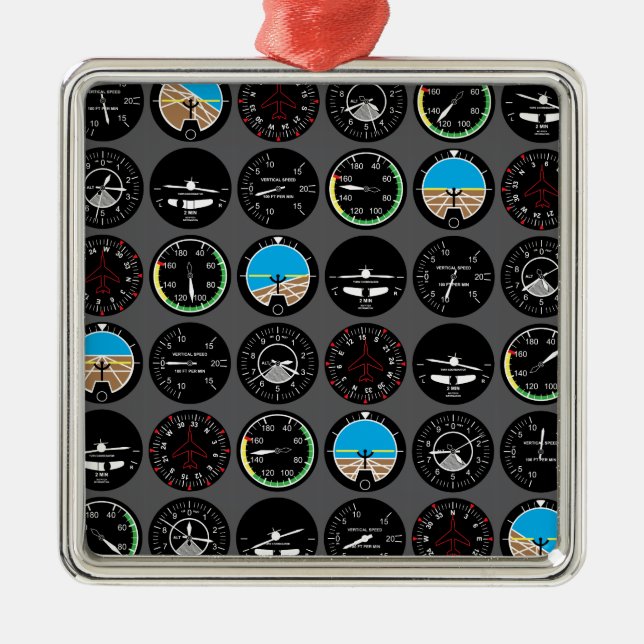 Flight Instruments Metal Tree Decoration (Front)