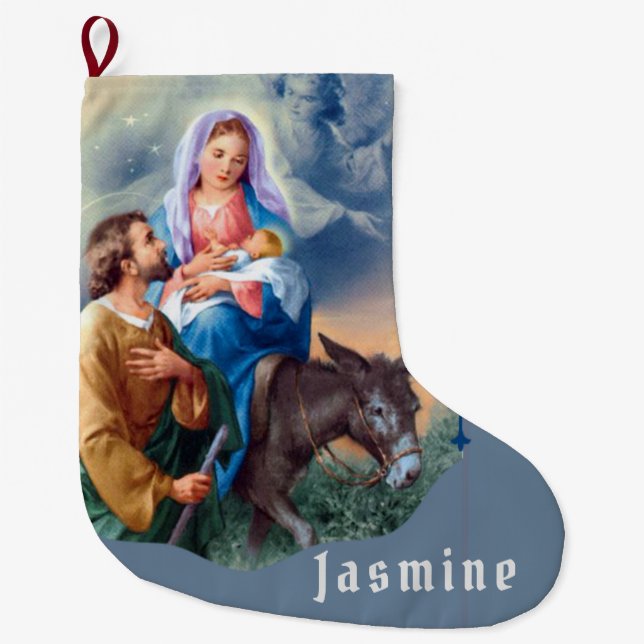Flight into Egypt Jesus Mary Joseph Large Christmas Stocking (Front)