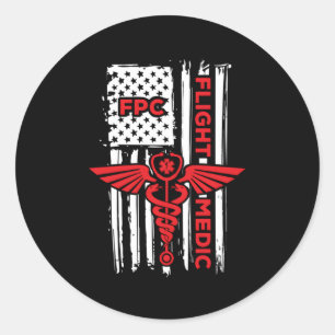 Flight Medic American Flag Flight Paramedic Emerge Classic Round Sticker