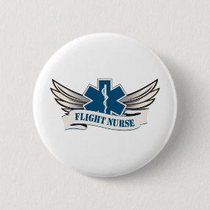 flight nurse wings 6 cm round badge