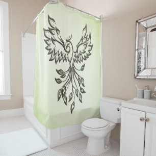 Flight of A Phoenix Green Shower Curtain