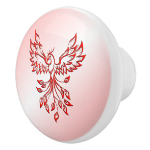 Flight of A Phoenix Red Ceramic Knob
