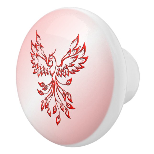 Flight of A Phoenix Red  Ceramic Knob (Right)