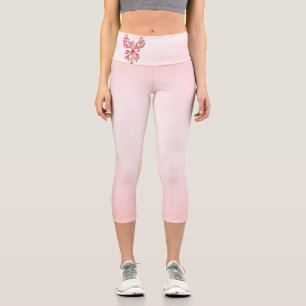 Flight of A Phoenix Red on Pink Capri Leggings