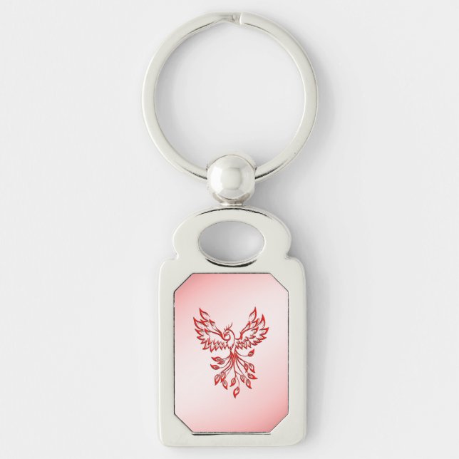Flight of A Phoenix Red on Pink Key Ring (Front)