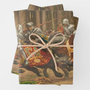Flight of Charles the Bold on Horseback Wrapping Paper Sheet