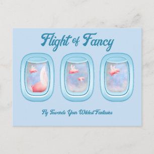 Flight of Fancy-Pigs Flying Past Aeroplane Window  Postcard