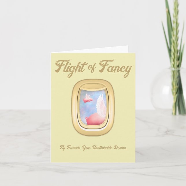 Flight of Fancy-Pigs Flying Past Airplane Window C Card (Front)