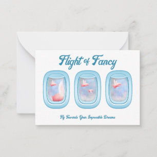 Flight of Fancy-Pigs Flying Past Airplane Window Card